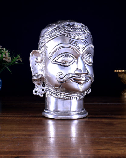 Brass Shiva face mukhlingam 7.5" silver plated