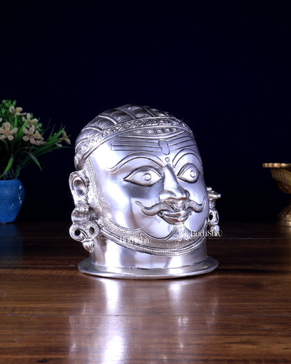 Brass Superfine Shiva Mukhlingam Face | Silver Plated | Divine Spiritual Idol