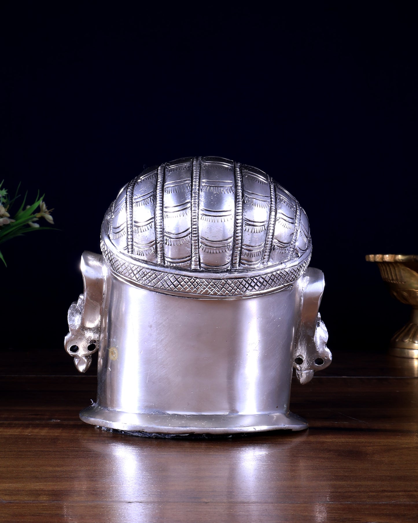 Brass Superfine Shiva Mukhlingam Face | Silver Plated | Divine Spiritual Idol