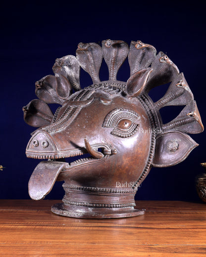 Varaha Panjurli Face – Vintage Bronze Handcrafted Sculpture | Lost Wax Casting 18 inch large