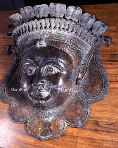 Large Goddess Durga Face Wall Hanging | Bronze Lost Wax Casting 26 inch
