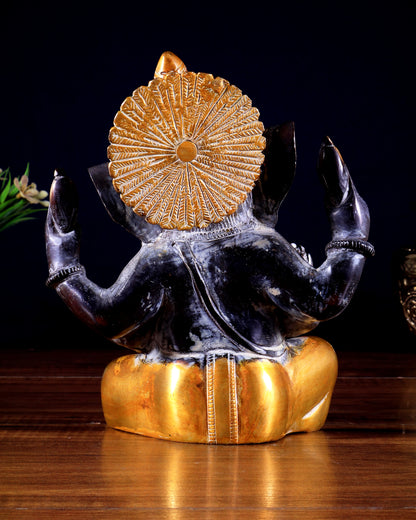 Vintage Brass Taj Ganesha Idol | Height 7 inch