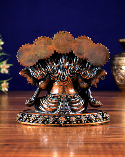 Brass Superfine Panchmukhi Ganesha Idol – Five-Headed Ganesha, 4.2" chola tone