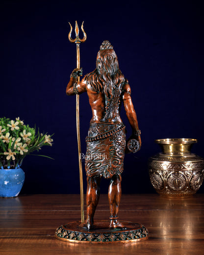 Brass Superfine Standing Lord Shiva Idol chola finish 11"