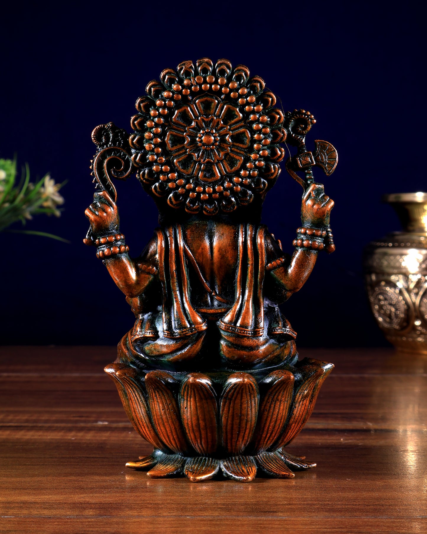Pure Brass Superfine Lord Ganesha Idol | 6 inch brown tone