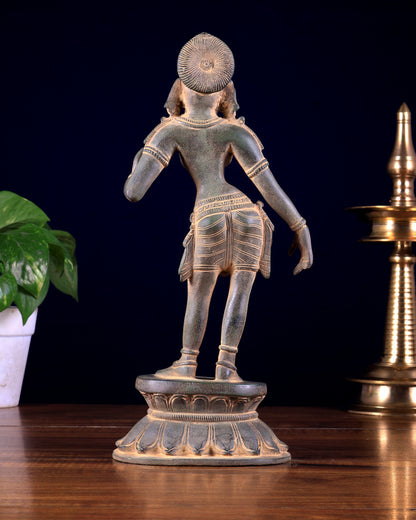 Traditional Brass Apsara Sculpture | 11 Inch sand patina