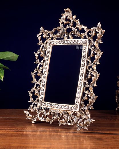 Antique Brass Photo Frame – Wall Hanging & Tabletop with Adjustable Stand
