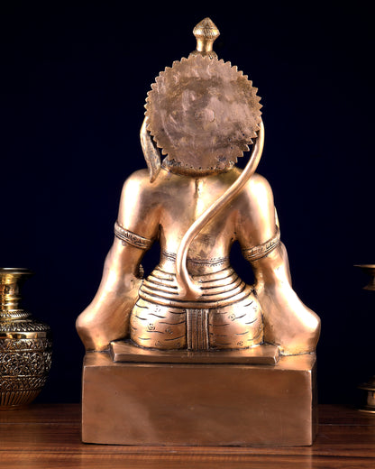 Brass Blessing Hanuman Statue – 17.5 Inch matte finish