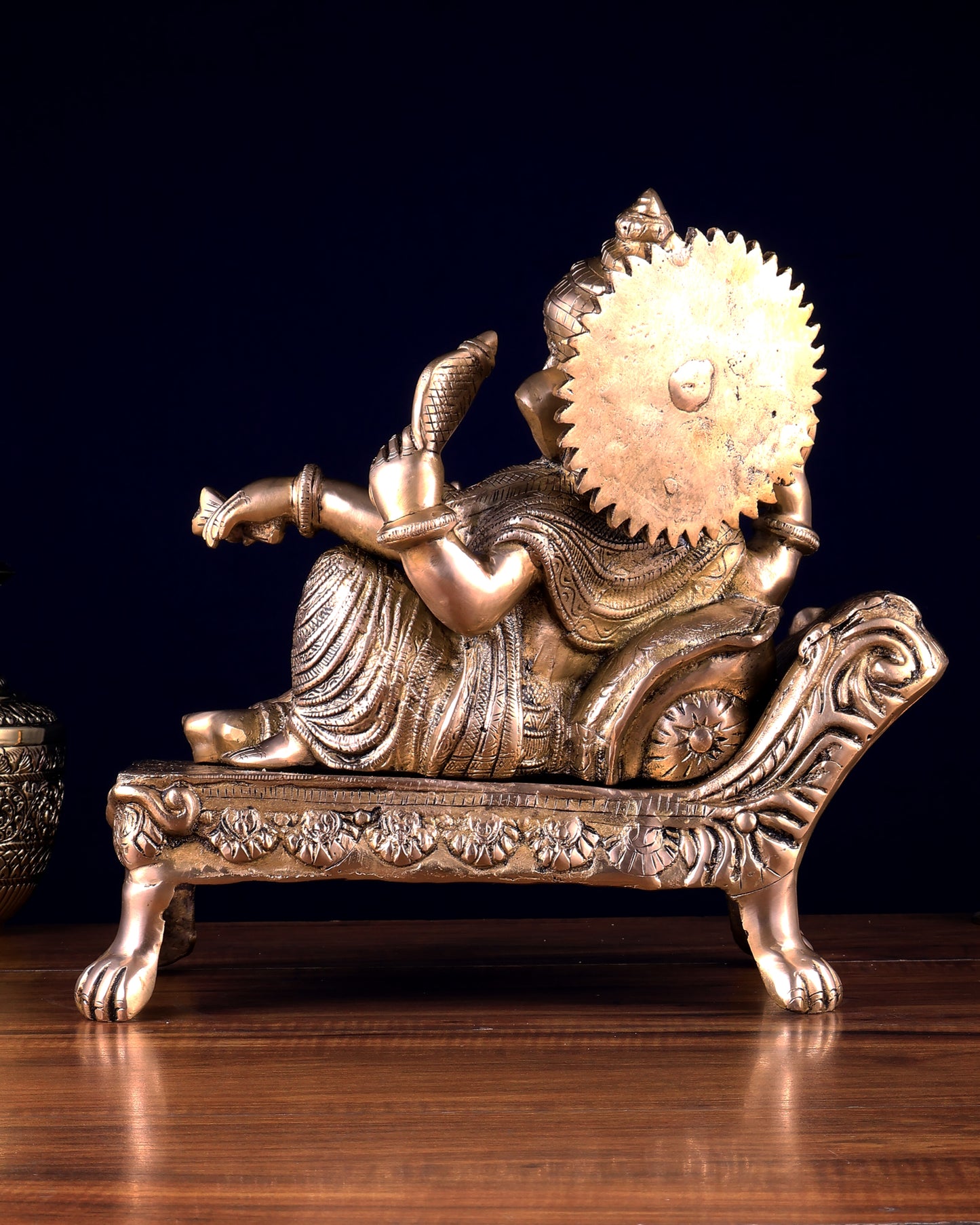 Pure Brass Resting Ganesha Statue – Auspicious Home & Temple Decor 13.5 inch