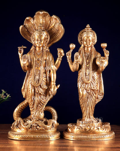 Brass Superfine Standing Vishnu Lakshmi Idols 18 inch