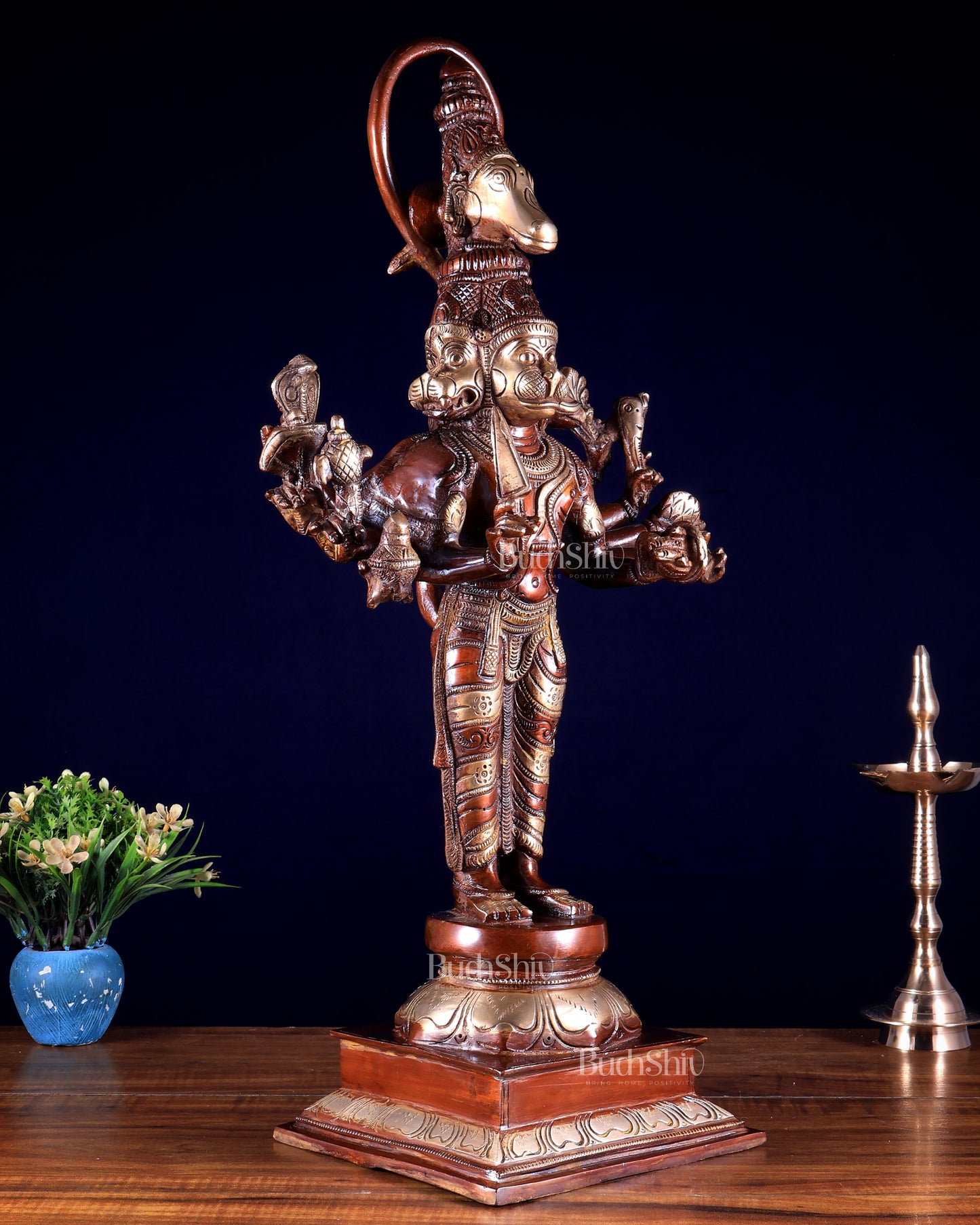 Brass Lord Panchmukhi Hanuman Statue - 22 Inch