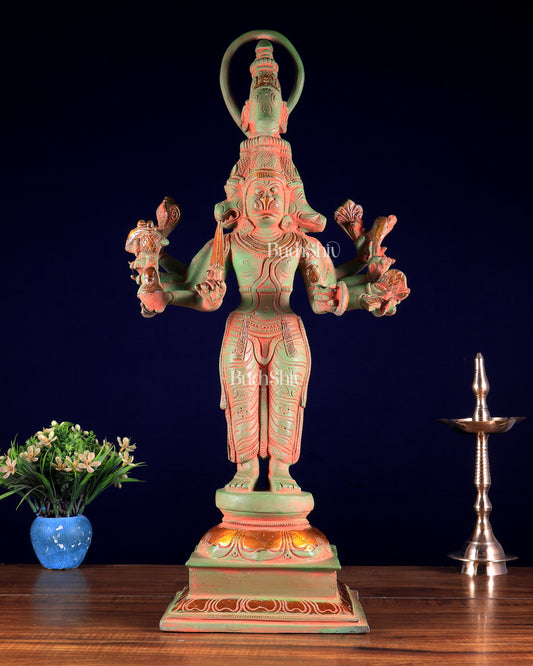 Brass Lord Panchmukhi Hanuman Statue - 22 Inch sand finish