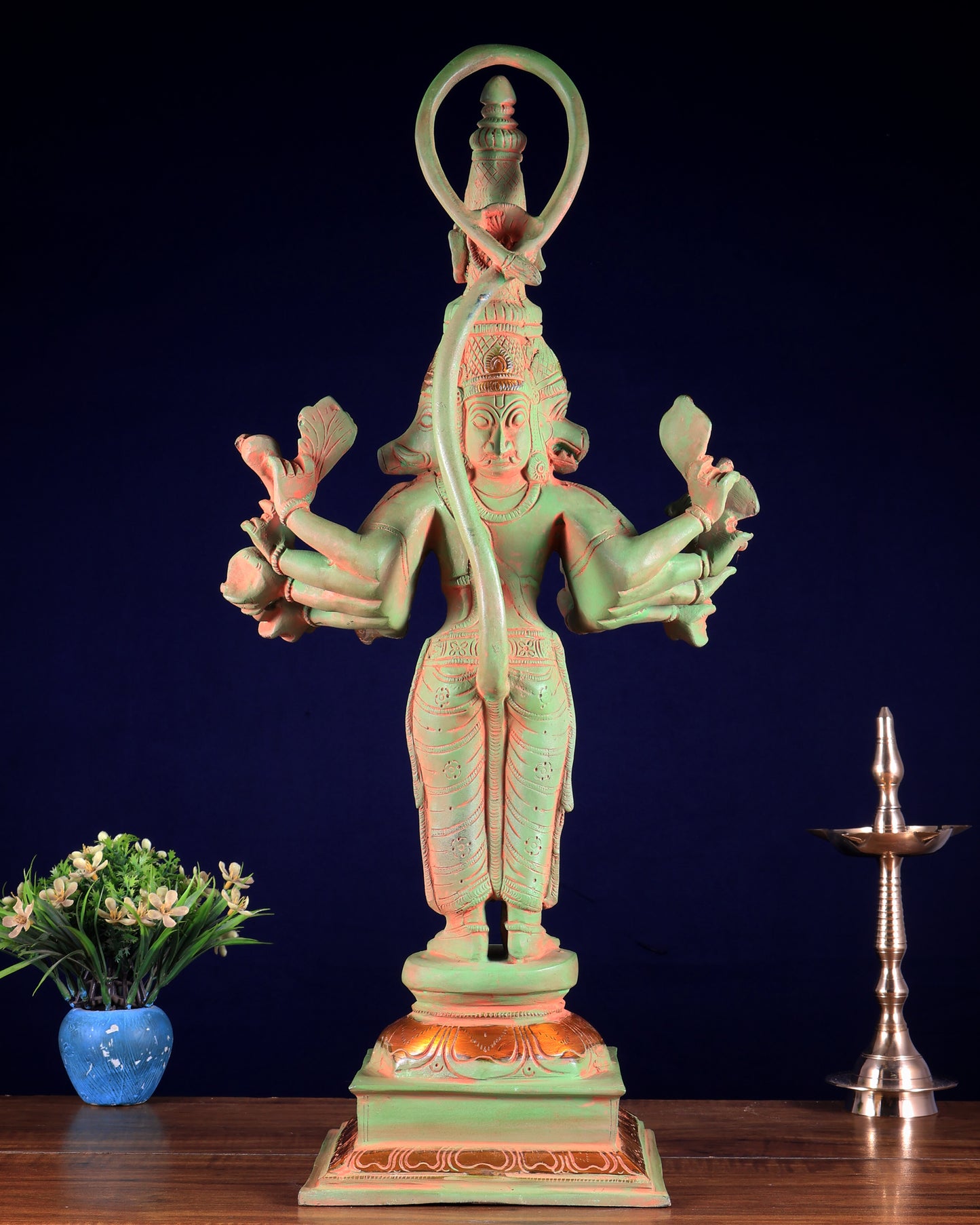 Brass Lord Panchmukhi Hanuman Statue - 22 Inch sand finish