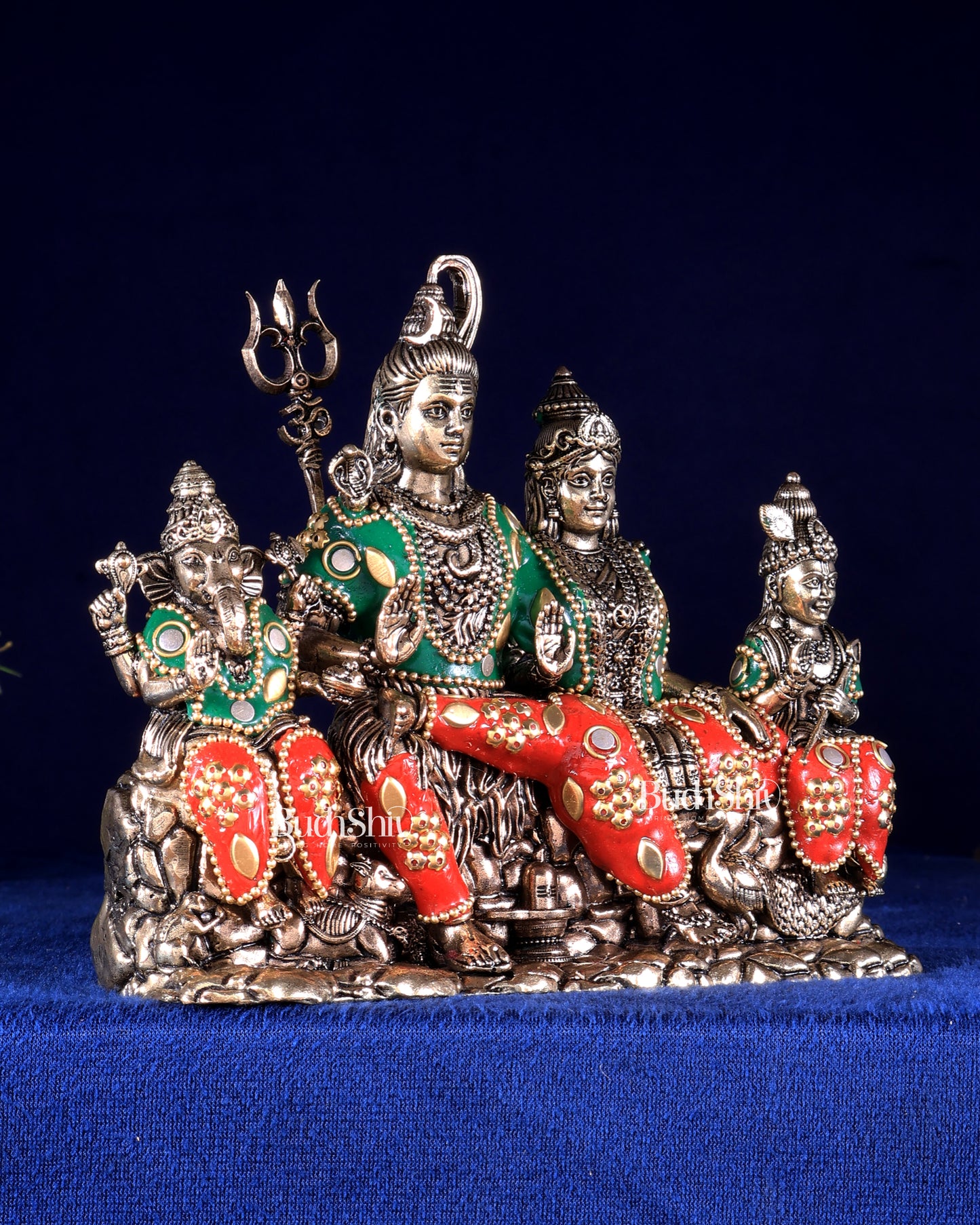 Brass superfine Shiv parivar idol with meenakari available in (3.5", 5", 5.5", 7")