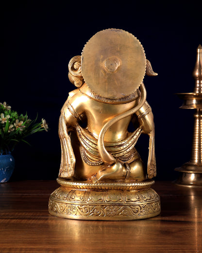 Pure Brass Lord Hanuman Blessing Statue – Superfine Carvings 10.5 inch