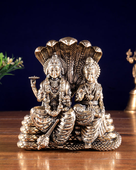 Pure Brass Superfine Vishnu Lakshmi under Sheshanaag 5.5 inch