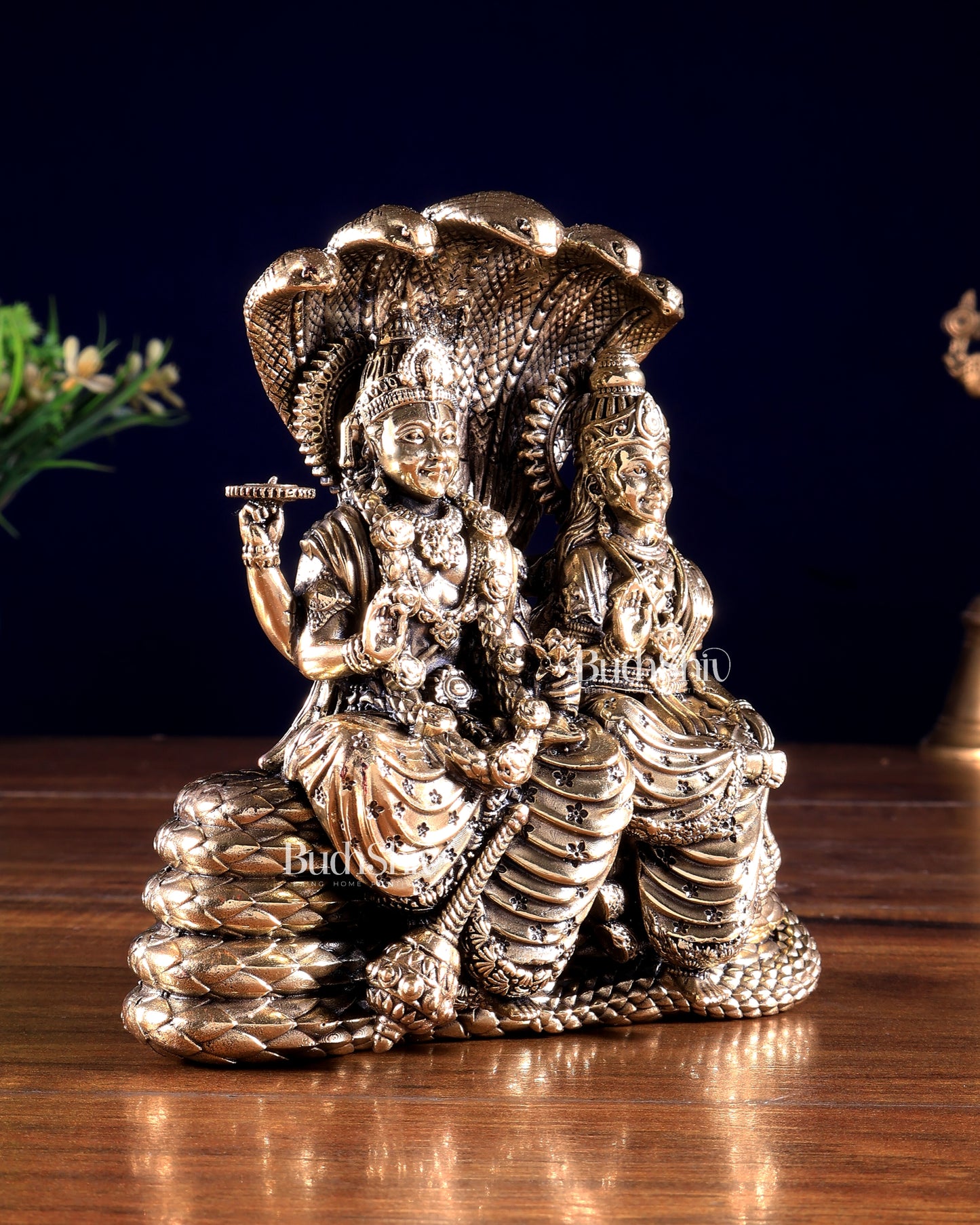 Pure Brass Superfine Vishnu Lakshmi under Sheshanaag 5.5 inch