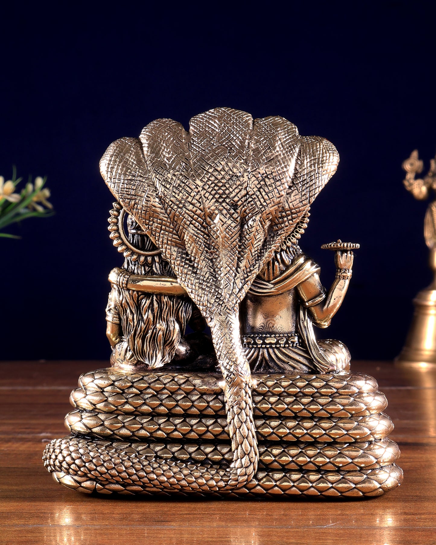 Pure Brass Superfine Vishnu Lakshmi under Sheshanaag 5.5 inch