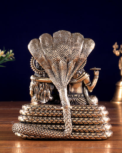 Pure Brass Superfine Vishnu Lakshmi under Sheshanaag 5.5 inch