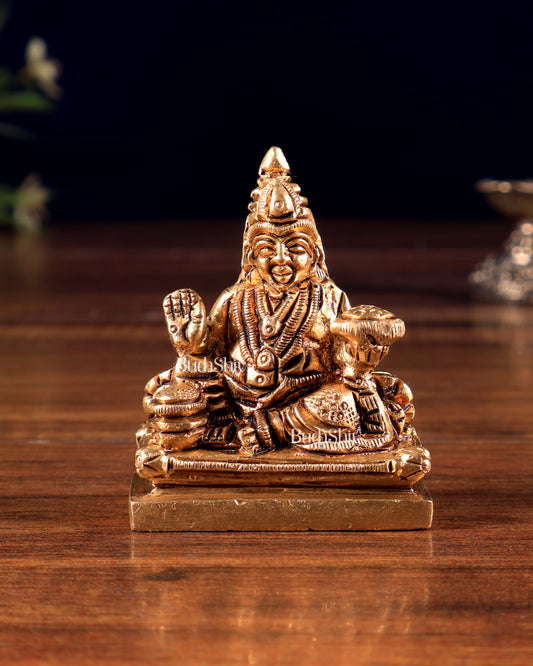 Solid Brass Miniature Lord Kubera Statue 2 inch