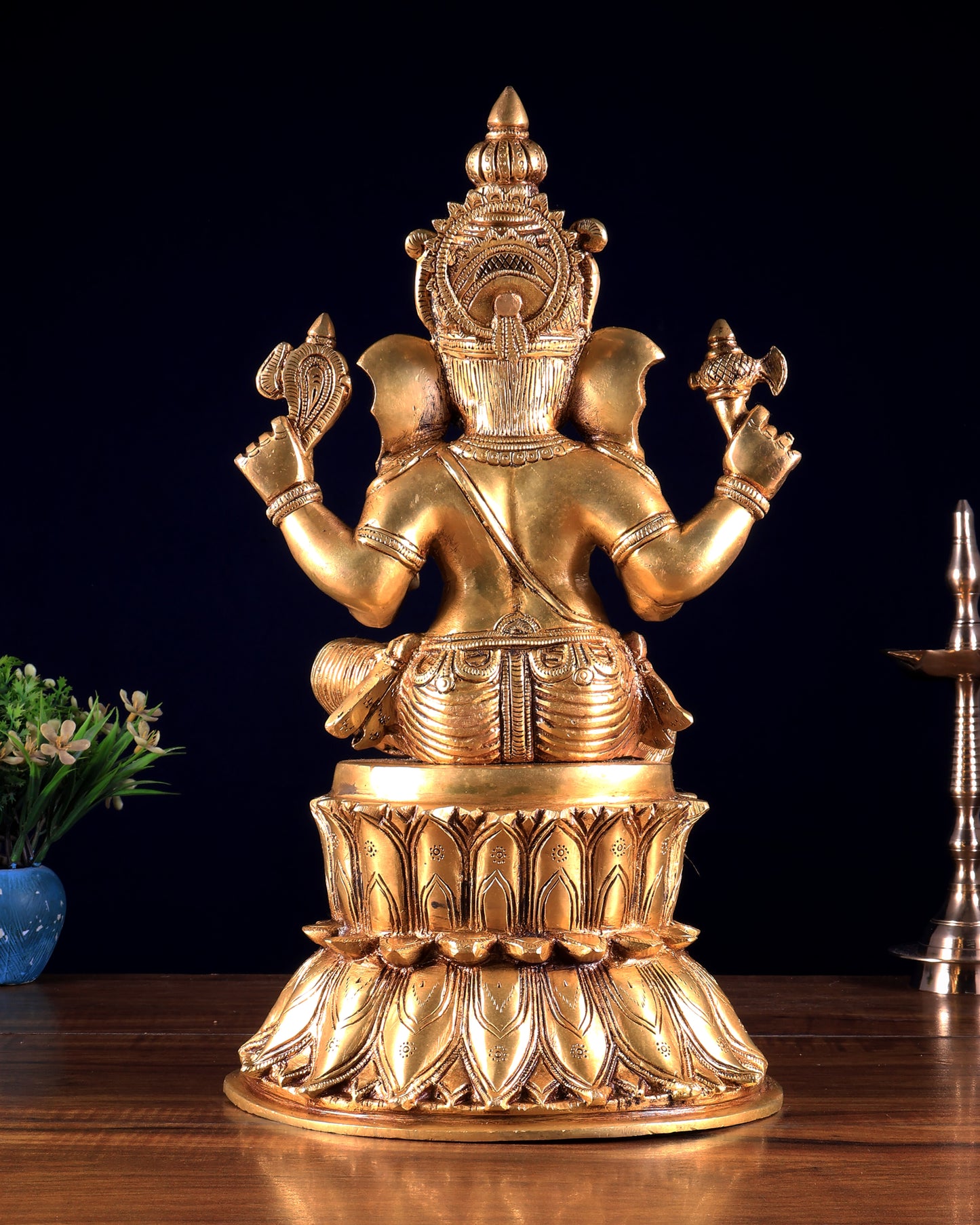 Handcrafted Brass Lord Ganesha Statue - 15" enhanced carvings