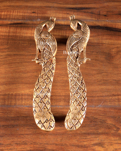 Brass Peacock Design Door Handles (Pair)