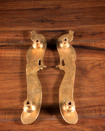 Brass Peacock Design Door Handles (Pair)