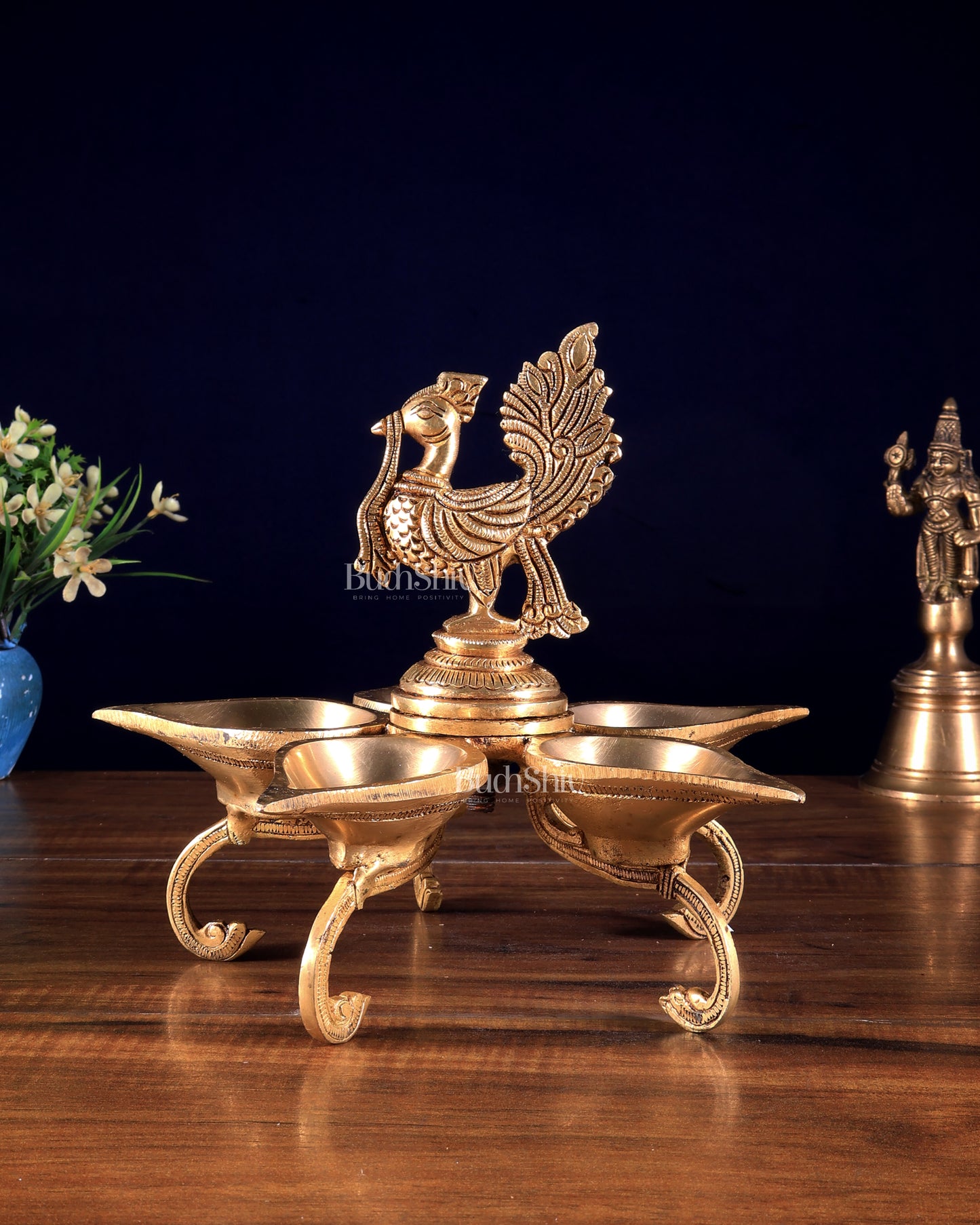 Brass Superfine Annam Pakshi Design Peacock Panchdeep Diya