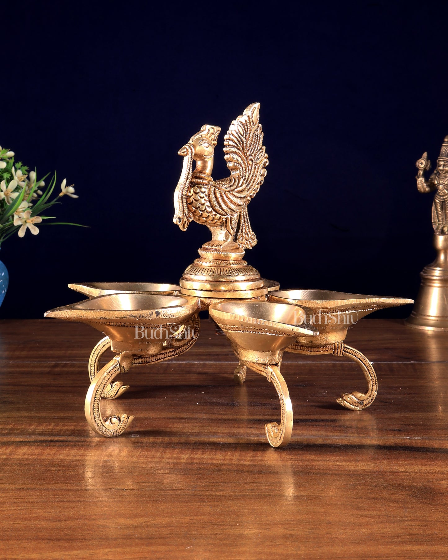 Brass Superfine Annam Pakshi Design Peacock Panchdeep Diya