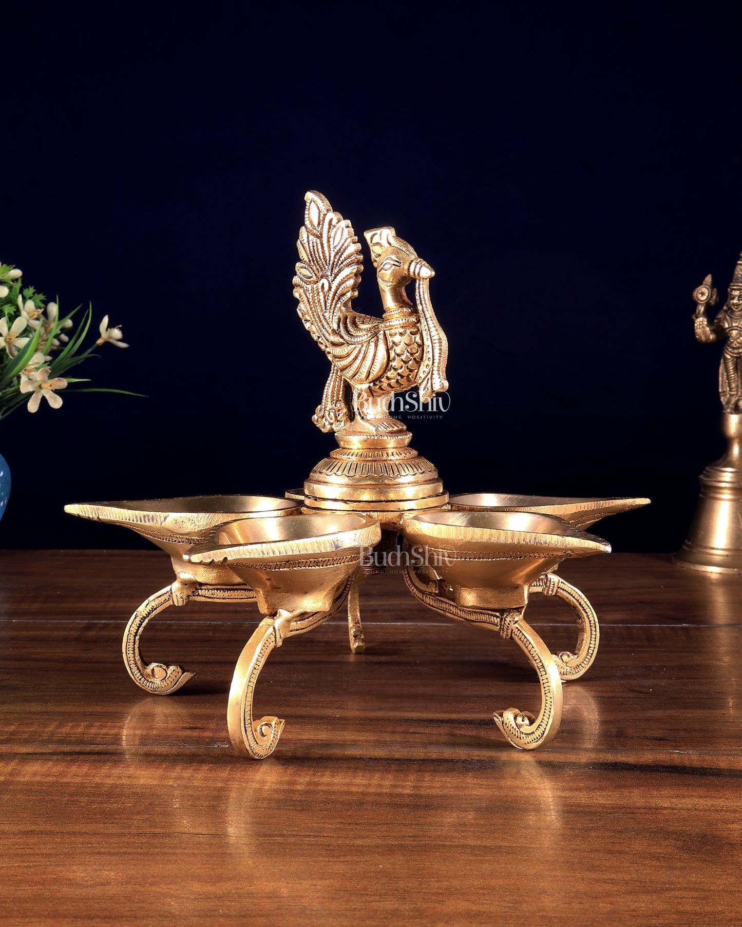 Brass Superfine Annam Pakshi Design Peacock Panchdeep Diya