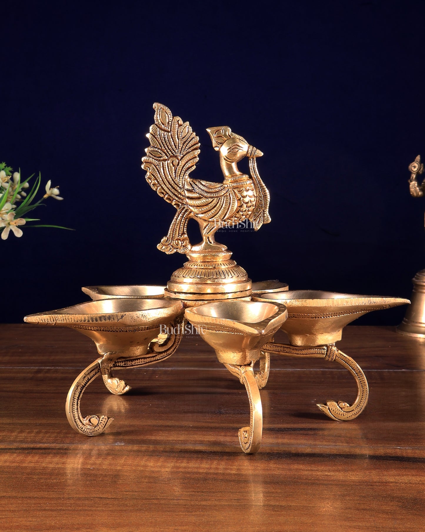 Brass Superfine Annam Pakshi Design Peacock Panchdeep Diya