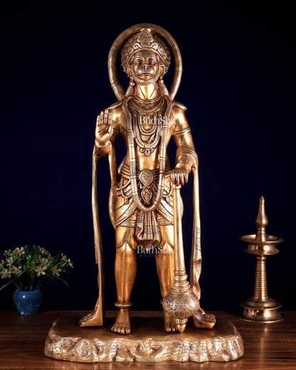 Pure Brass Standing Hanuman Large Statue 25.5 inch