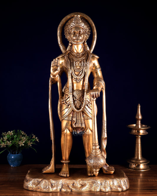 Pure Brass Standing Hanuman Large Statue 25.5 inch
