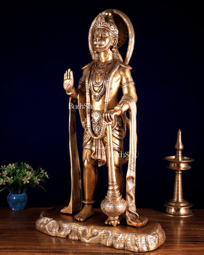 Pure Brass Standing Hanuman Large Statue 25.5 inch