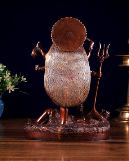 Pure Brass Goddess Kali Four-Armed Charbhuja Statue – Chola Finish 10.5 inch