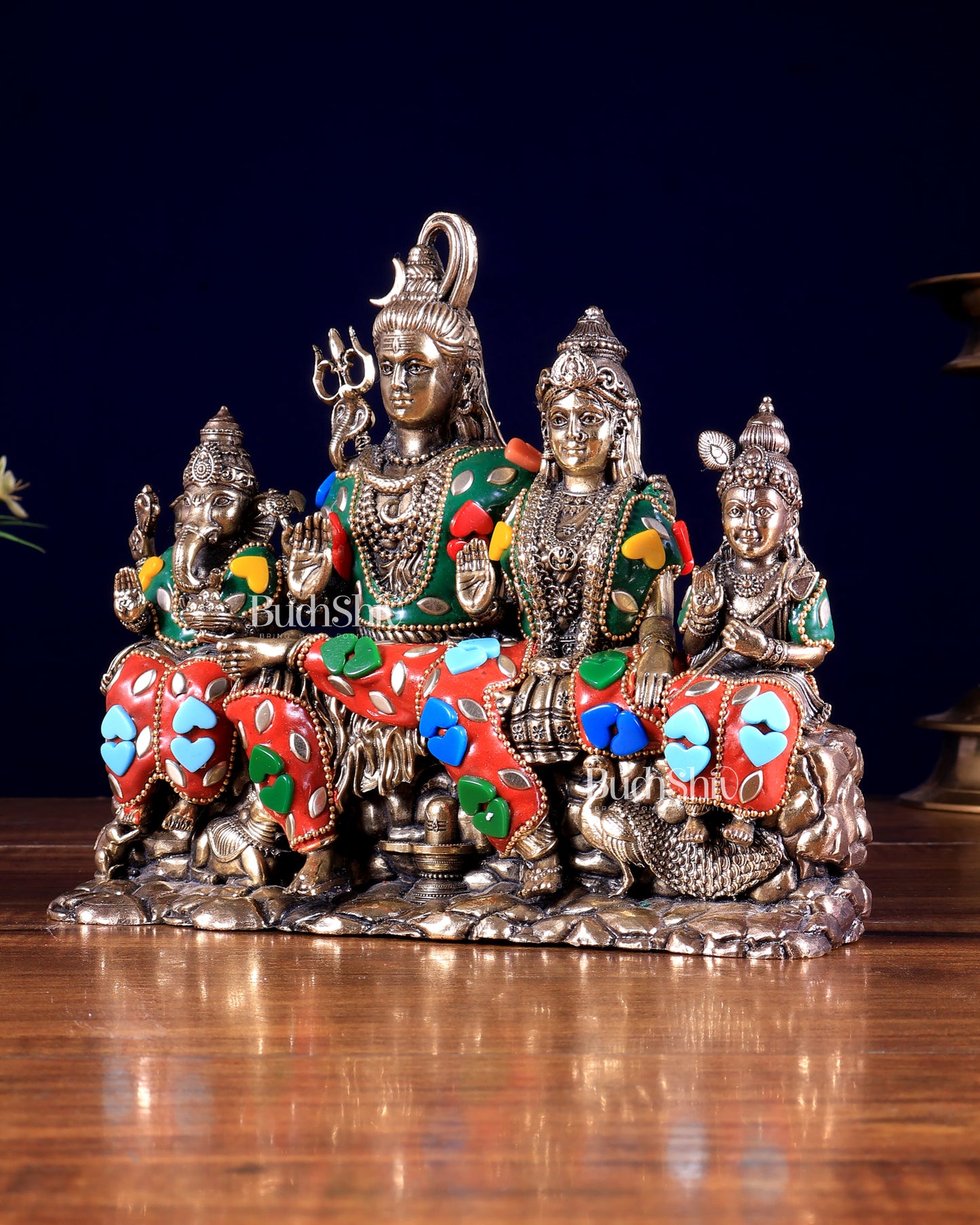 Brass superfine Shiv parivar idol with meenakari available in (3.5", 5", 5.5", 7")