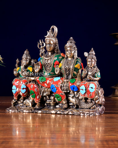 Brass superfine Shiv parivar idol with meenakari available in (3.5", 5", 5.5", 7")