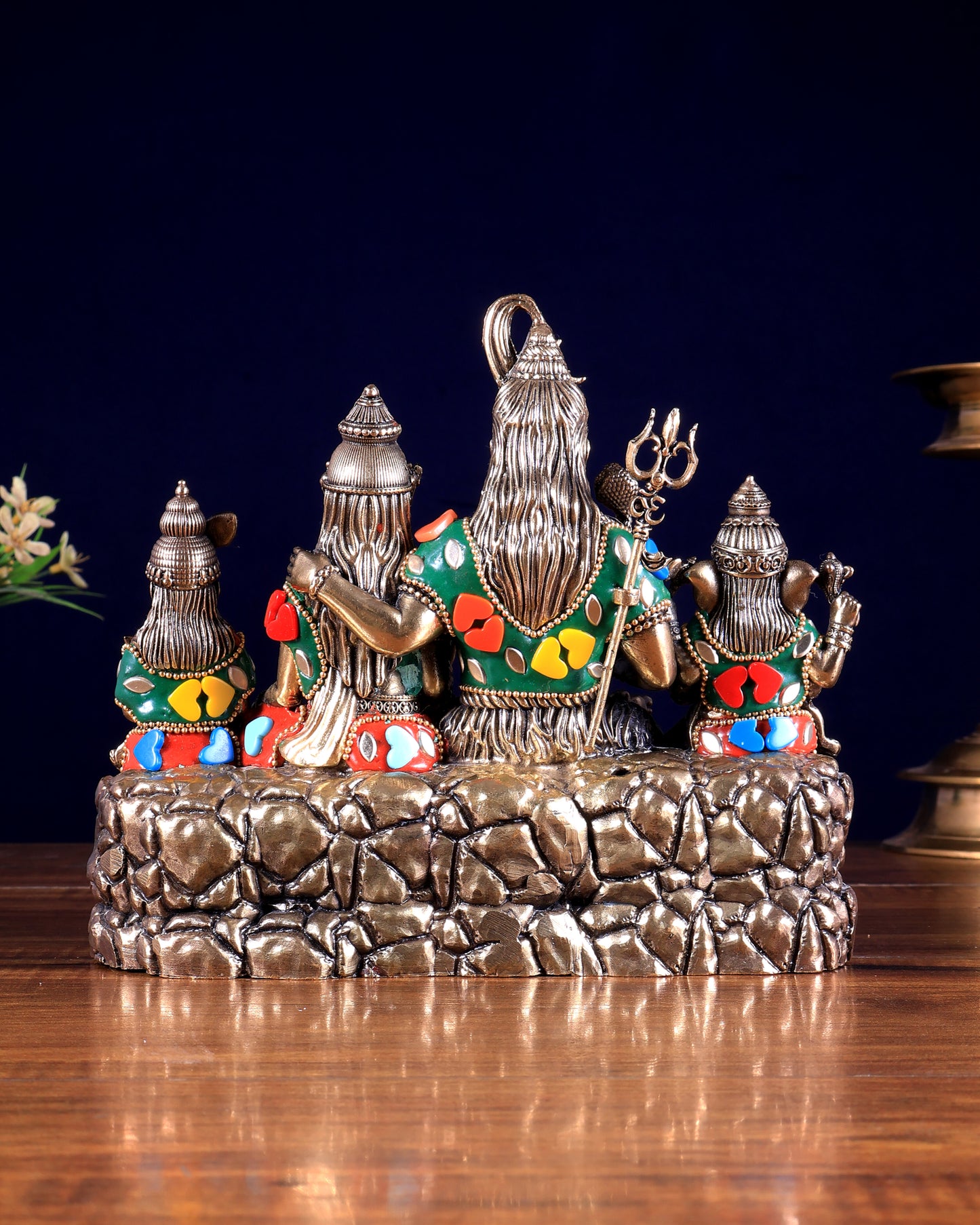 Brass superfine Shiv parivar idol with meenakari available in (3.5", 5", 5.5", 7")