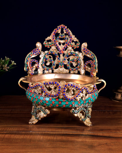 Unique Brass Urli Bowl 10 inch with meenakari