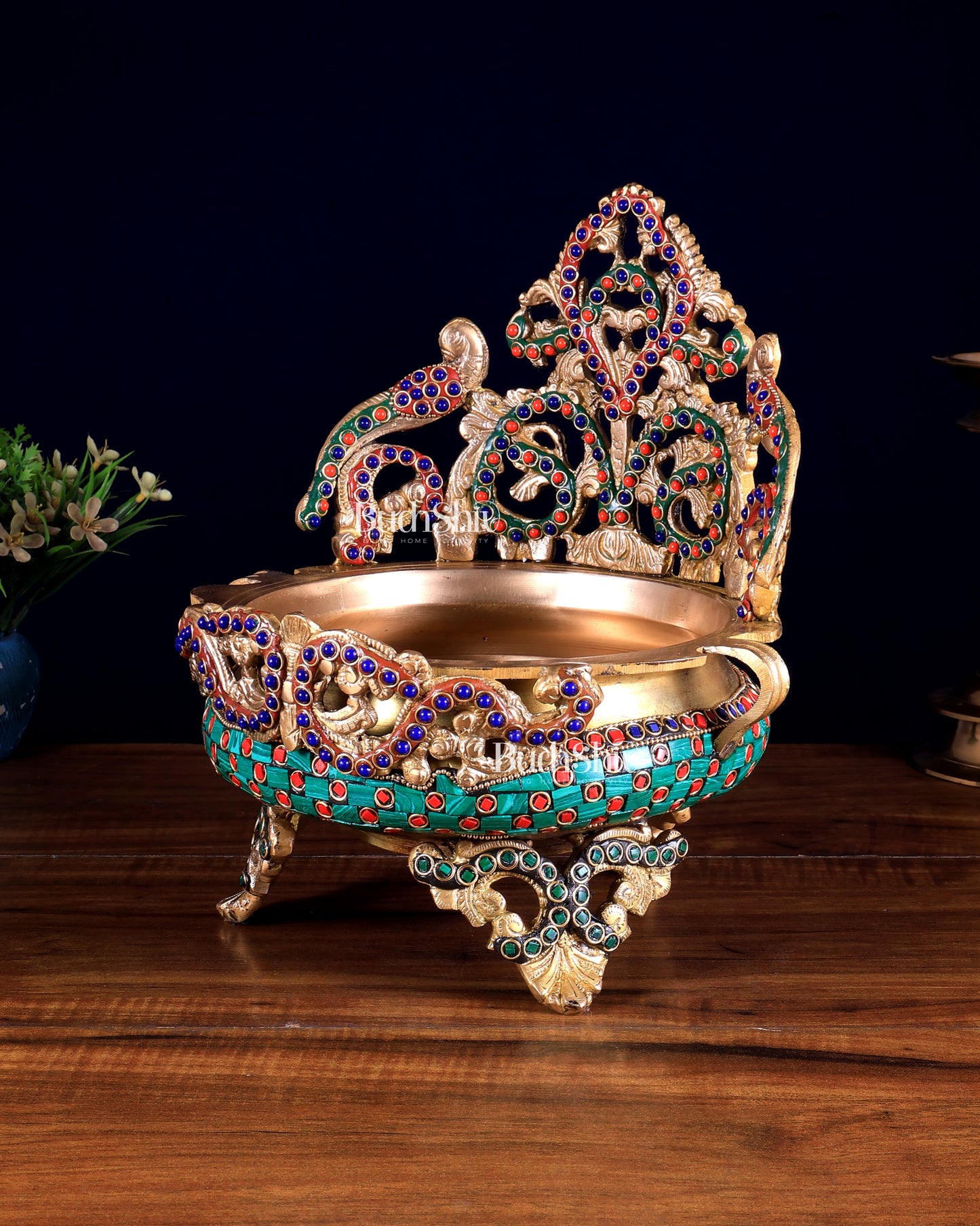Unique Brass Urli Bowl 10 inch with meenakari