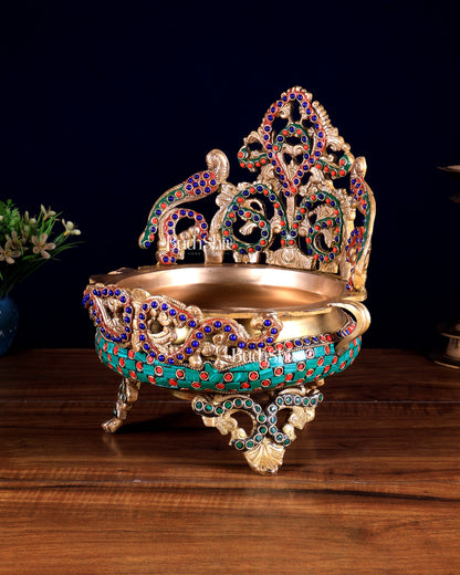 Unique Brass Urli Bowl 10 inch with meenakari