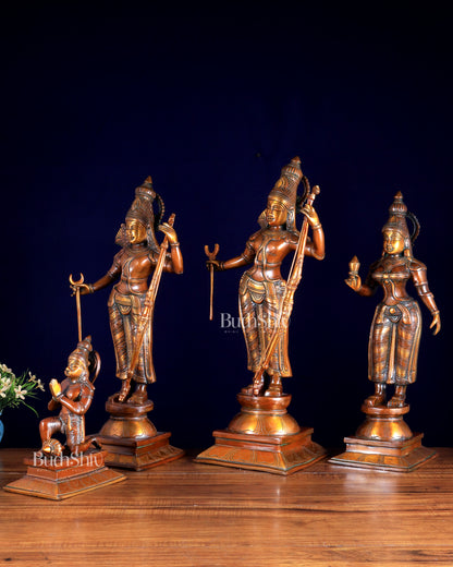 Pure Brass Ram Darbar – Double Chola Tone | Ram, Sita, Lakshman & Hanuman Idol Set 21 inch