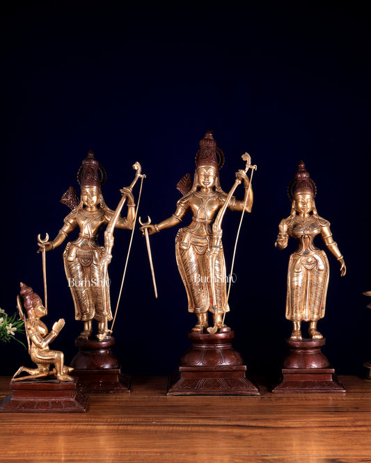 Pure Brass Ram Darbar – Dual Tone | Ram, Sita, Lakshman & Hanuman Idol Set 21 inch