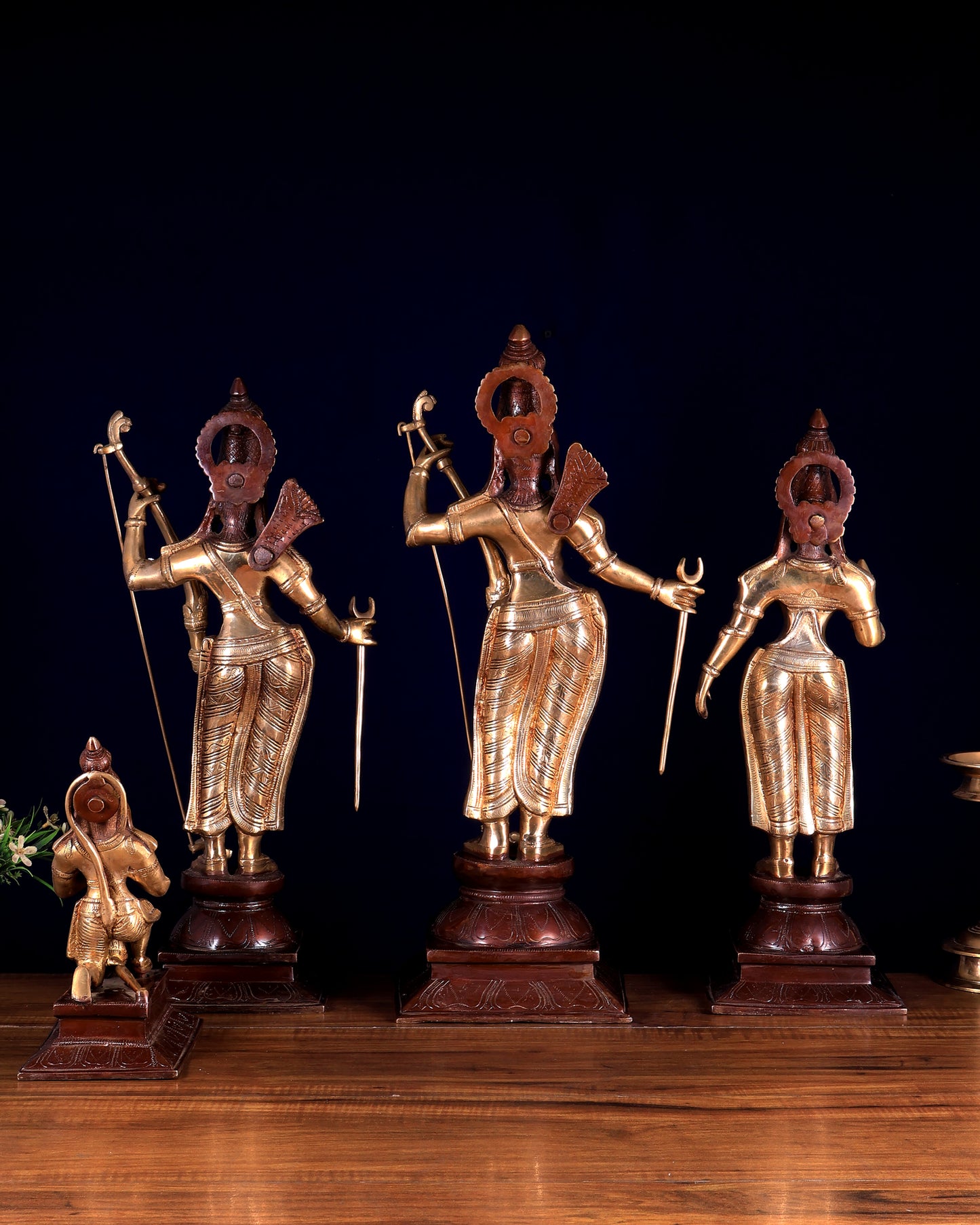 Pure Brass Ram Darbar – Dual Tone | Ram, Sita, Lakshman & Hanuman Idol Set 21 inch