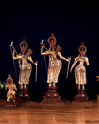Pure Brass Ram Darbar – Dual Tone | Ram, Sita, Lakshman & Hanuman Idol Set 21 inch