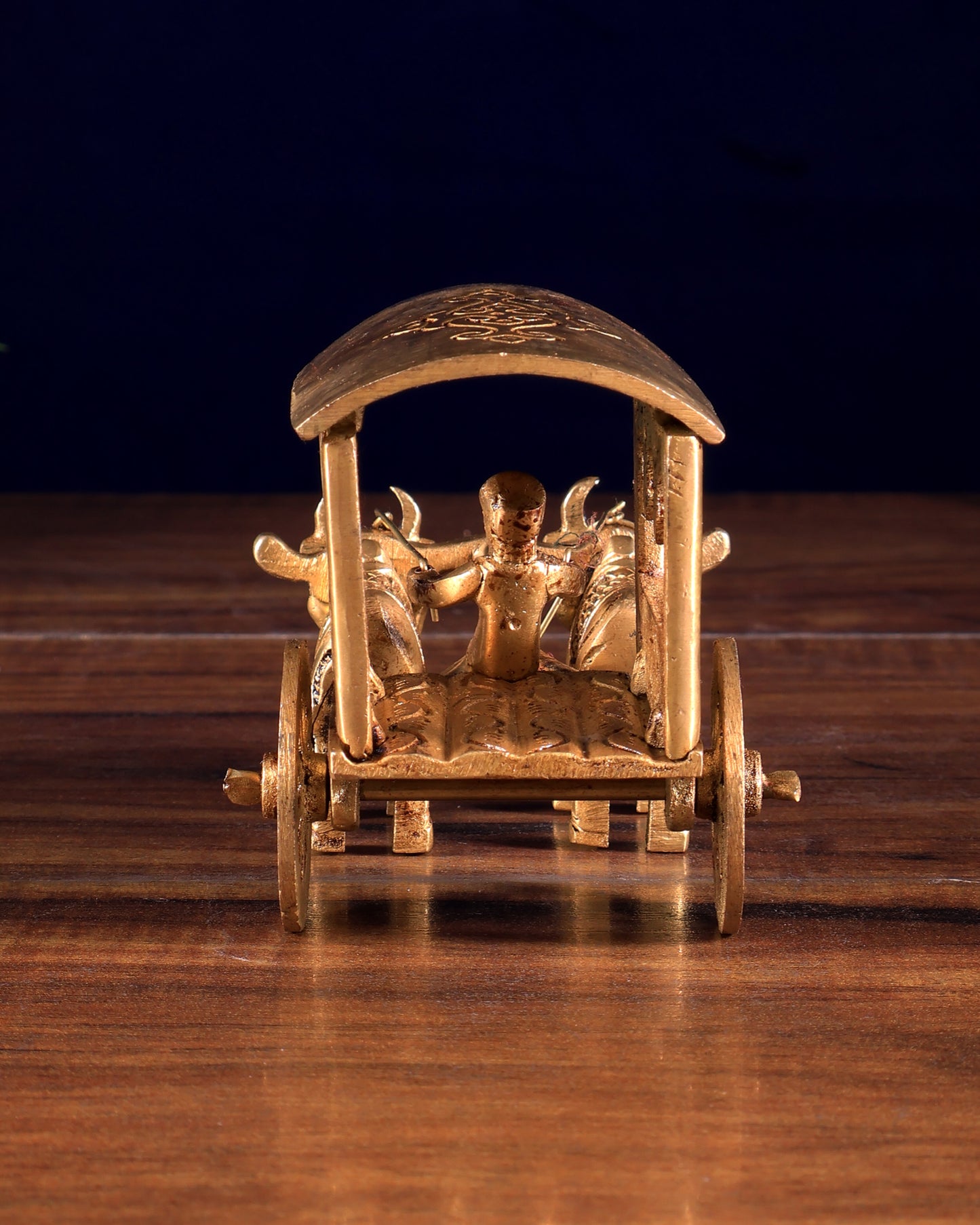 Pure Brass Bullock Cart with Rider – Small Decorative Showpiece 4 inch