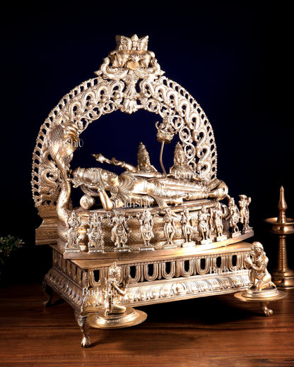 Superfine Anantashayana Vishnu in Royal Arch with Dashavatara – Hoysala Bronze Masterpiece