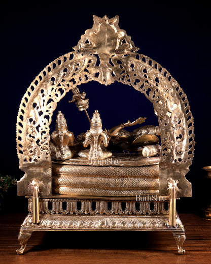 Superfine Anantashayana Vishnu in Royal Arch with Dashavatara – Hoysala Bronze Masterpiece