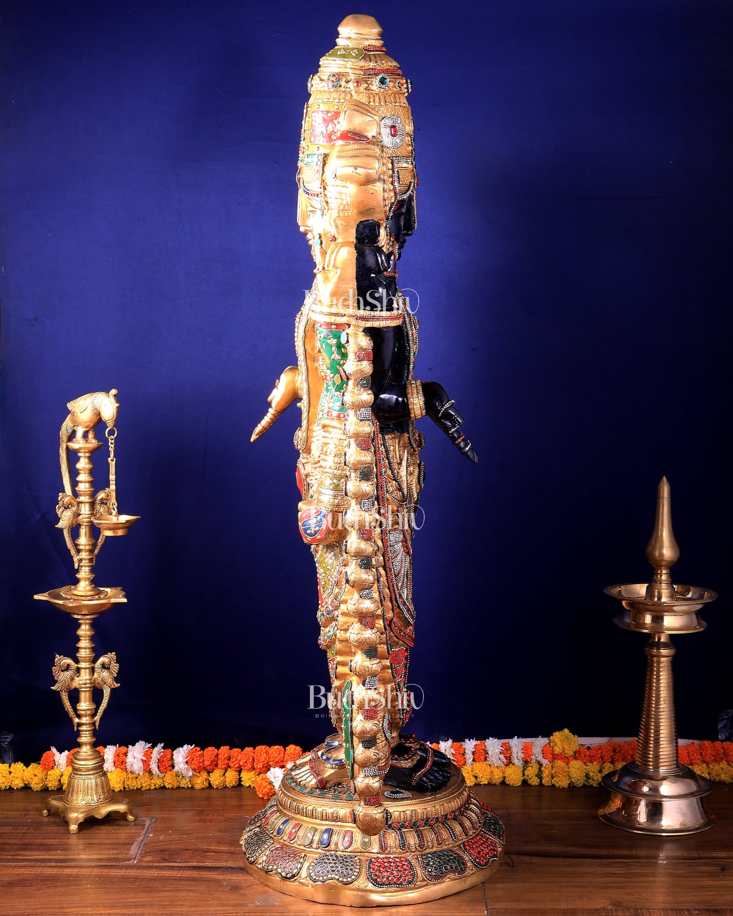 Majestic Brass Tirupati Balaji – Dual Side sculpture (Meenakari & Black Tone) | 4 Ft Temple Idol