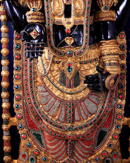 Majestic Brass Tirupati Balaji – Dual Side sculpture (Meenakari & Black Tone) | 4 Ft Temple Idol